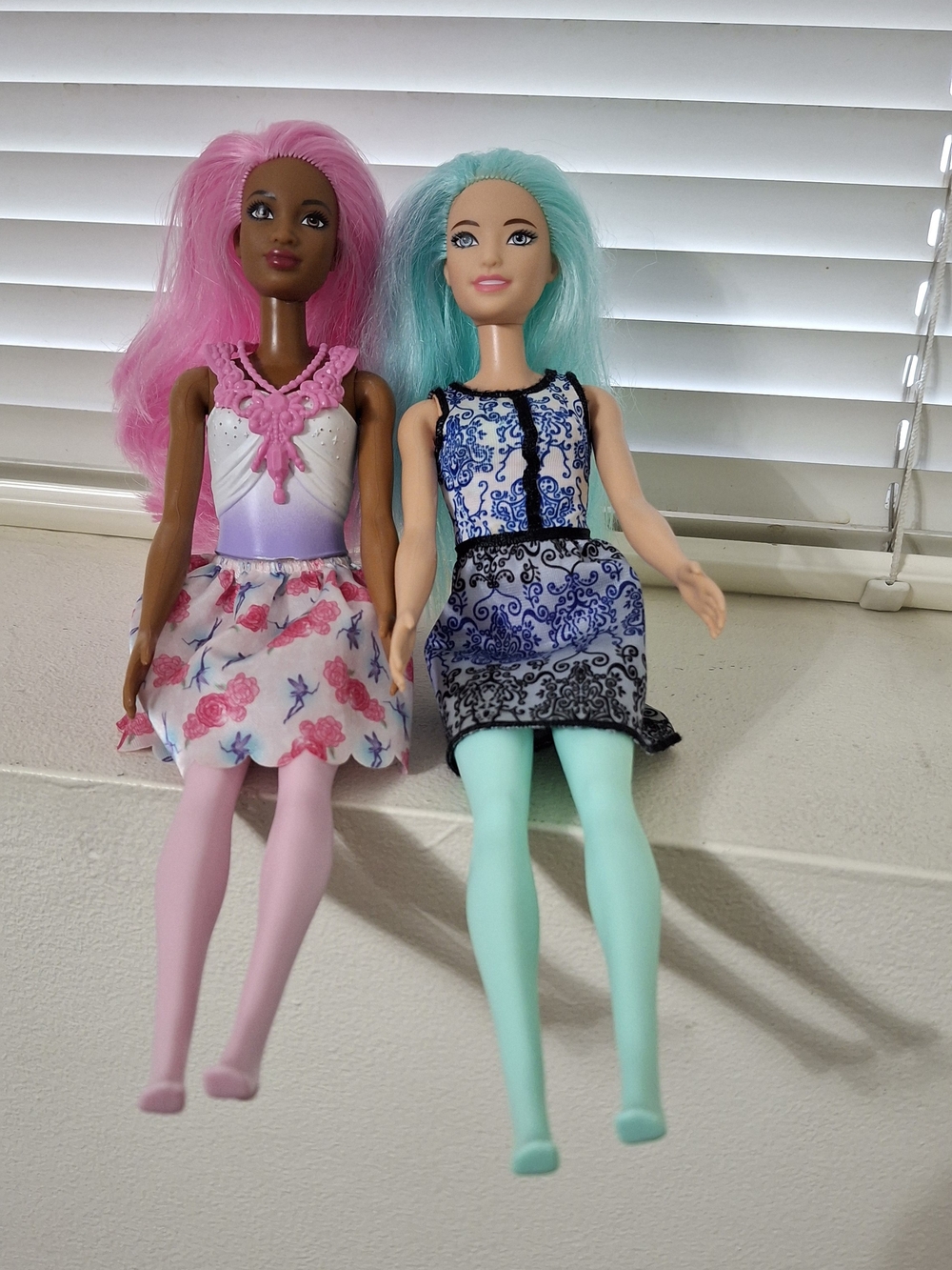 Barbie Doll Bundle: Pink & Blue Colorful Hair Fantasy Dolls